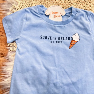 Conj. Camiseta Sorvete Gelado e Bermuda - Azul